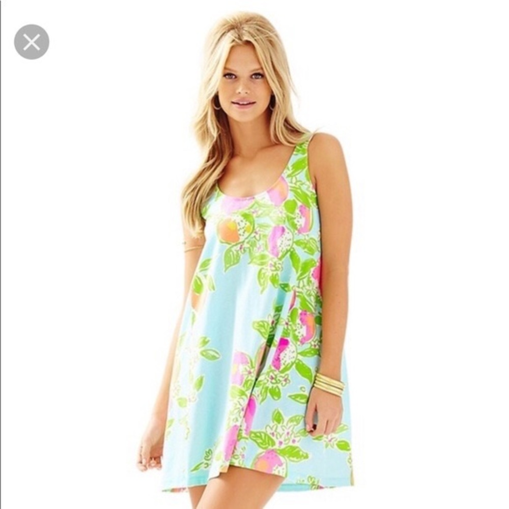 Lilly Pulitzer Carmel Dress in Pool Blue Pink Lemonade